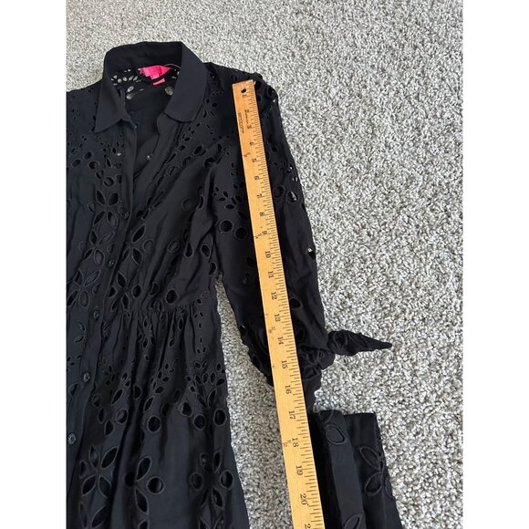 Lilly Pulitzer Maxi Dress Women Sz 00 Eyelet Button-Down Black Dressy Dress - Picture 11 of 13